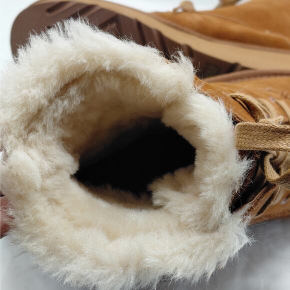 Style & Co Womens 9 Genuine Suede Leather Boots Brown Fur Lined Lace Up Cozy NIB - Picture 11 of 11